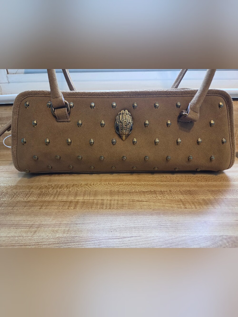 Kurt Geiger NWT Tan Suede Shoulder Bag W/Raven Heads As Studs & Dustbag